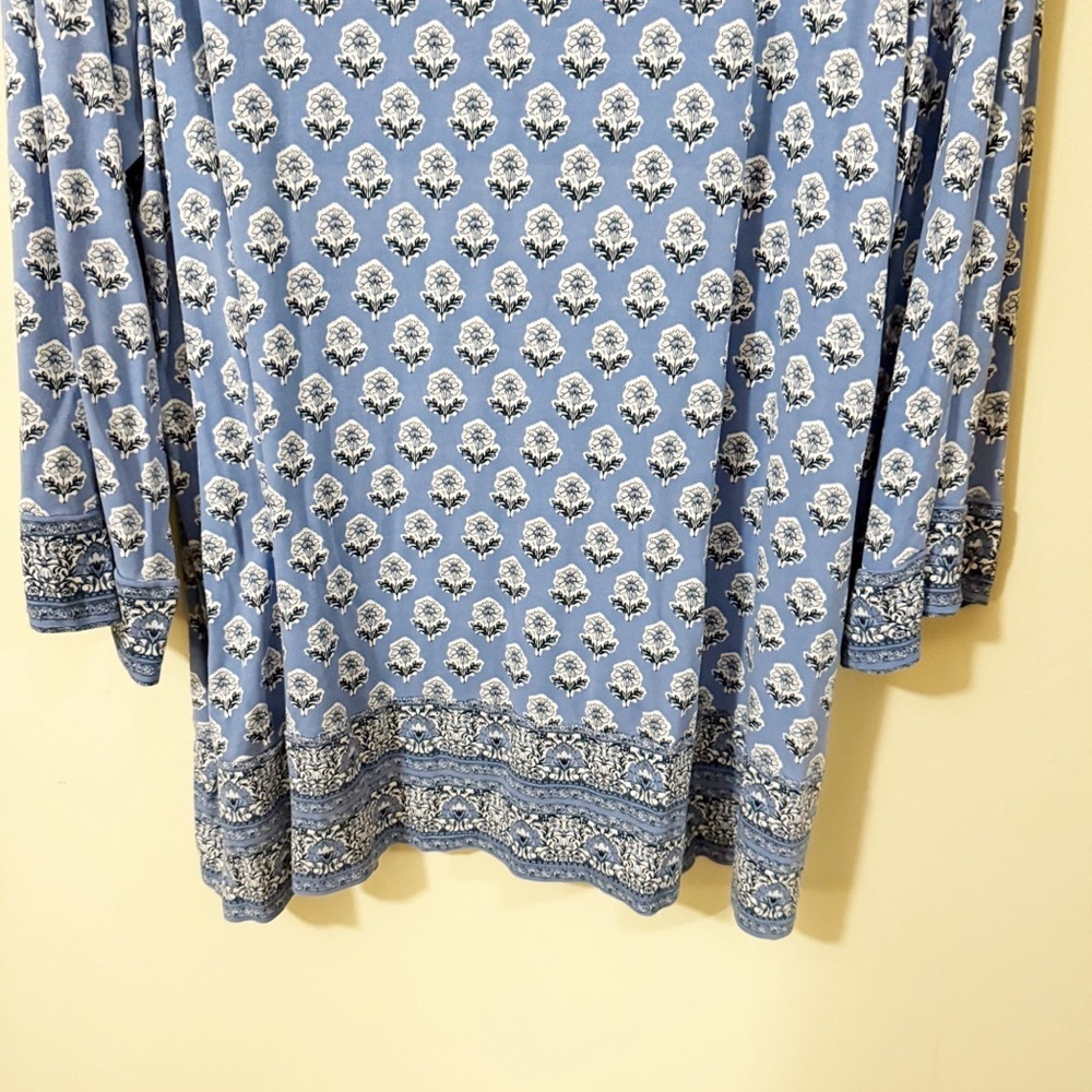 J Jill Wearever Collection Womens Blue Floral Long Sleeve Blouse Size 2X - Picture 8 of 8
